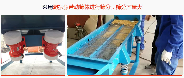 采用激振源帶動篩體進行篩分，篩分產(chǎn)量大。